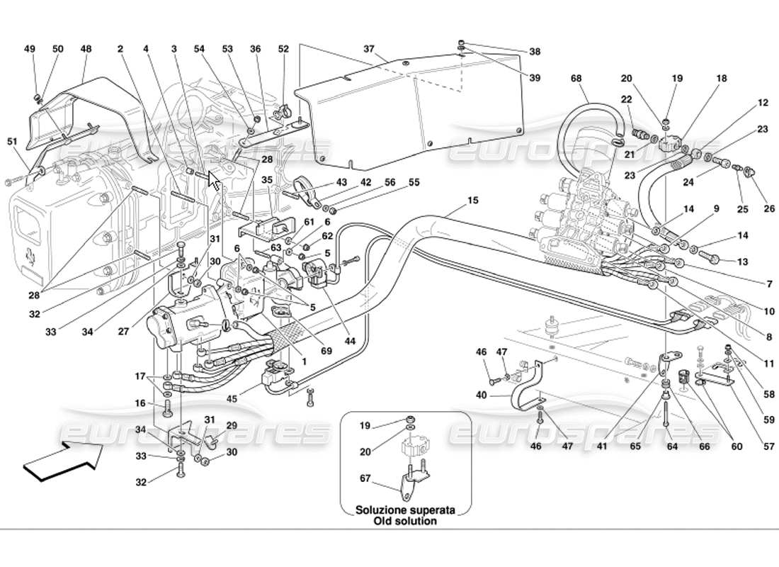 ferrari 360 modena f1 clutch hydraulic control part diagram