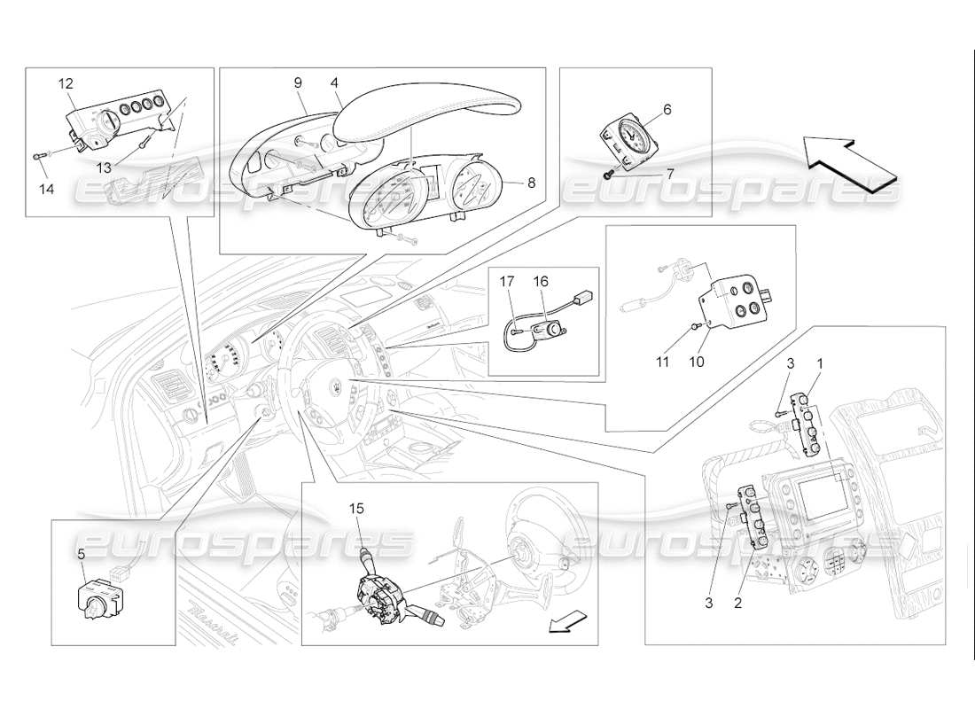 maserati qtp. (2006) 4.2 f1 dashboard devices part diagram