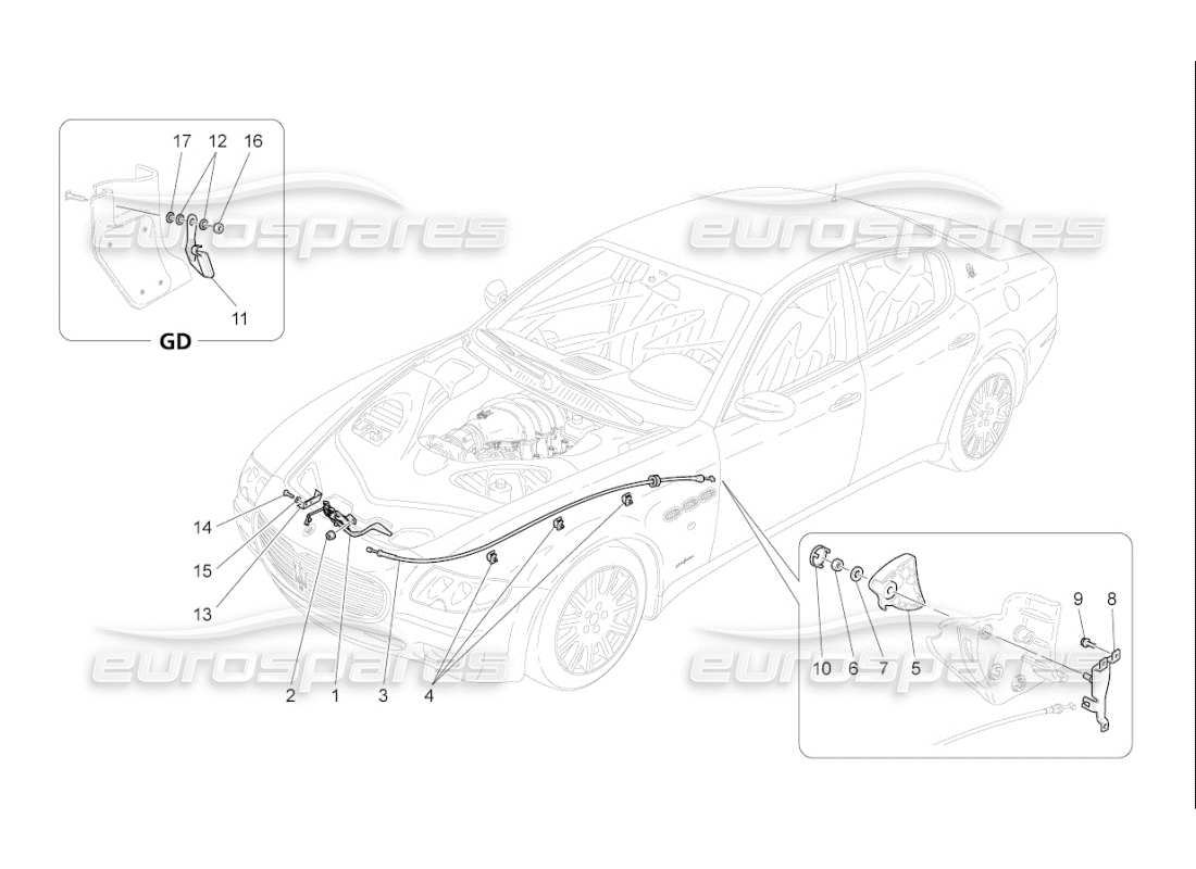 maserati qtp. (2009) 4.2 auto front lid opening button part diagram