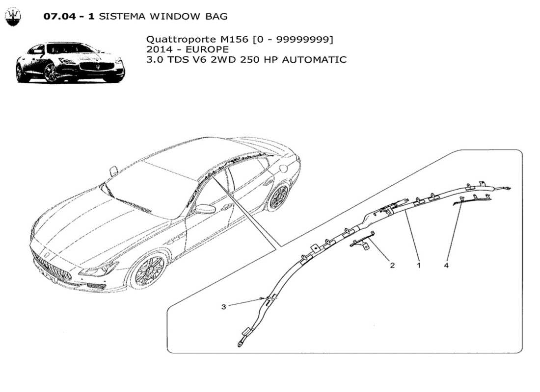 maserati qtp. v6 3.0 tds 250bhp 2014 window bag system parts diagram