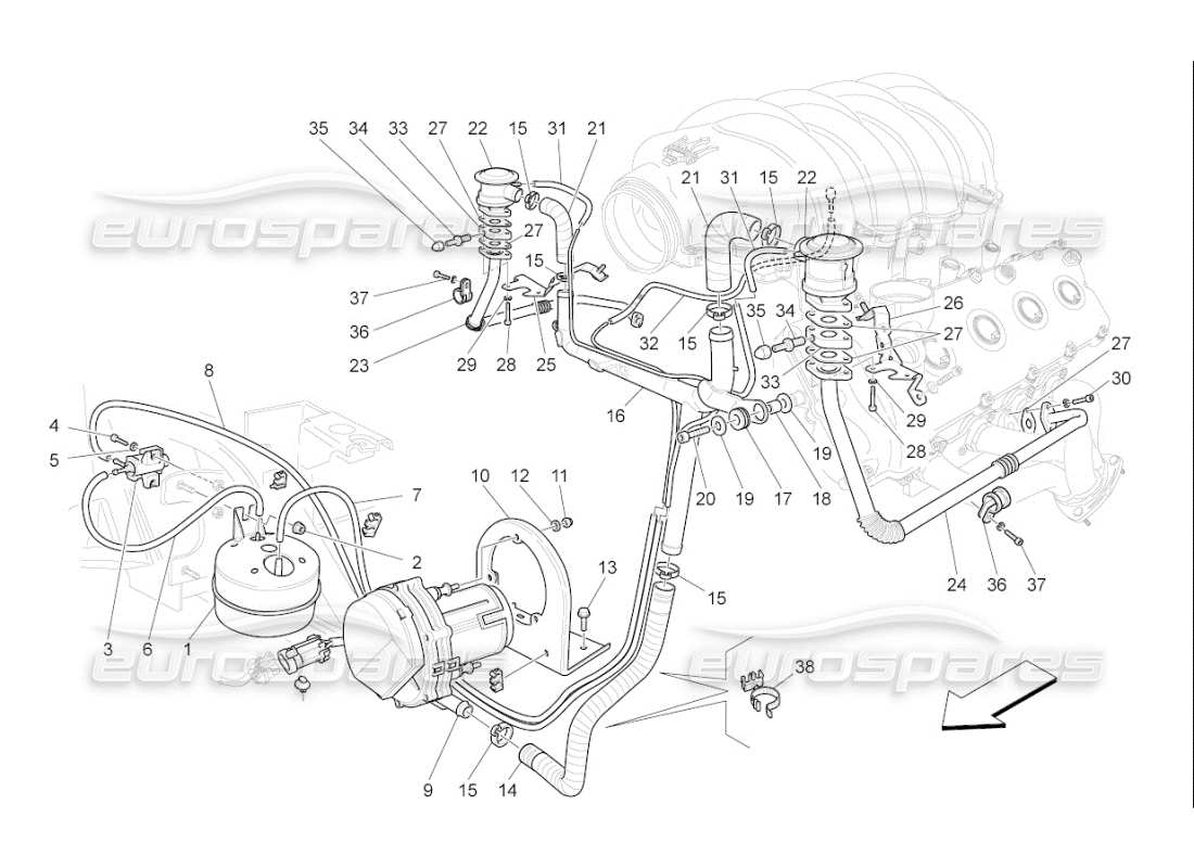 maserati qtp. (2008) 4.2 auto additional air system part diagram