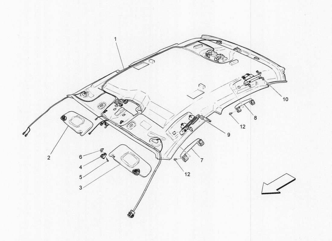 maserati qtp. v6 3.0 tds 275bhp 2017 roof and sun visors part diagram