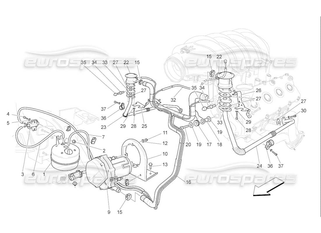 maserati qtp. (2009) 4.2 auto additional air system part diagram