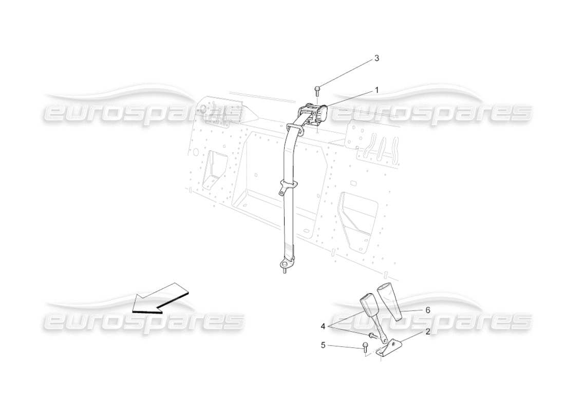 maserati grancabrio (2010) 4.7 rear seat belts part diagram