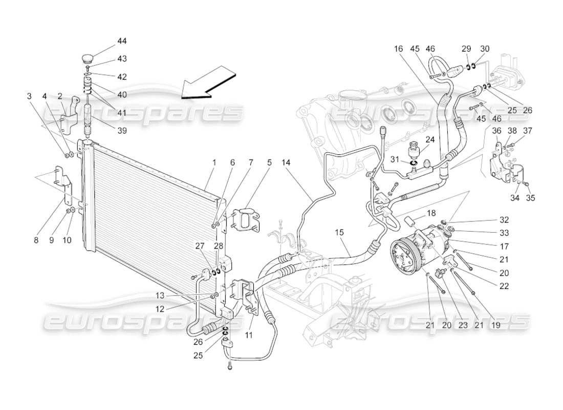 maserati grancabrio (2010) 4.7 a c unit: engine compartment devices part diagram