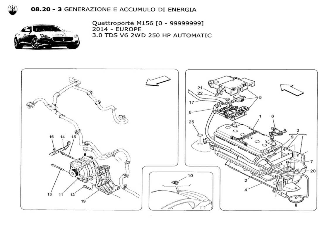 maserati qtp. v6 3.0 tds 250bhp 2014 energy generation and accumulation part diagram