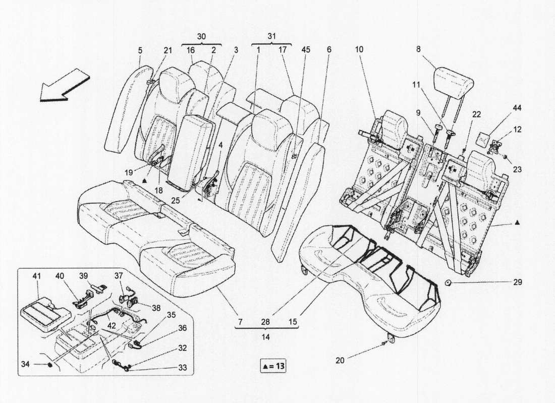a part diagram from the maserati qtp. v6 3.0 bt 410bhp 2wd 2017 parts catalogue
