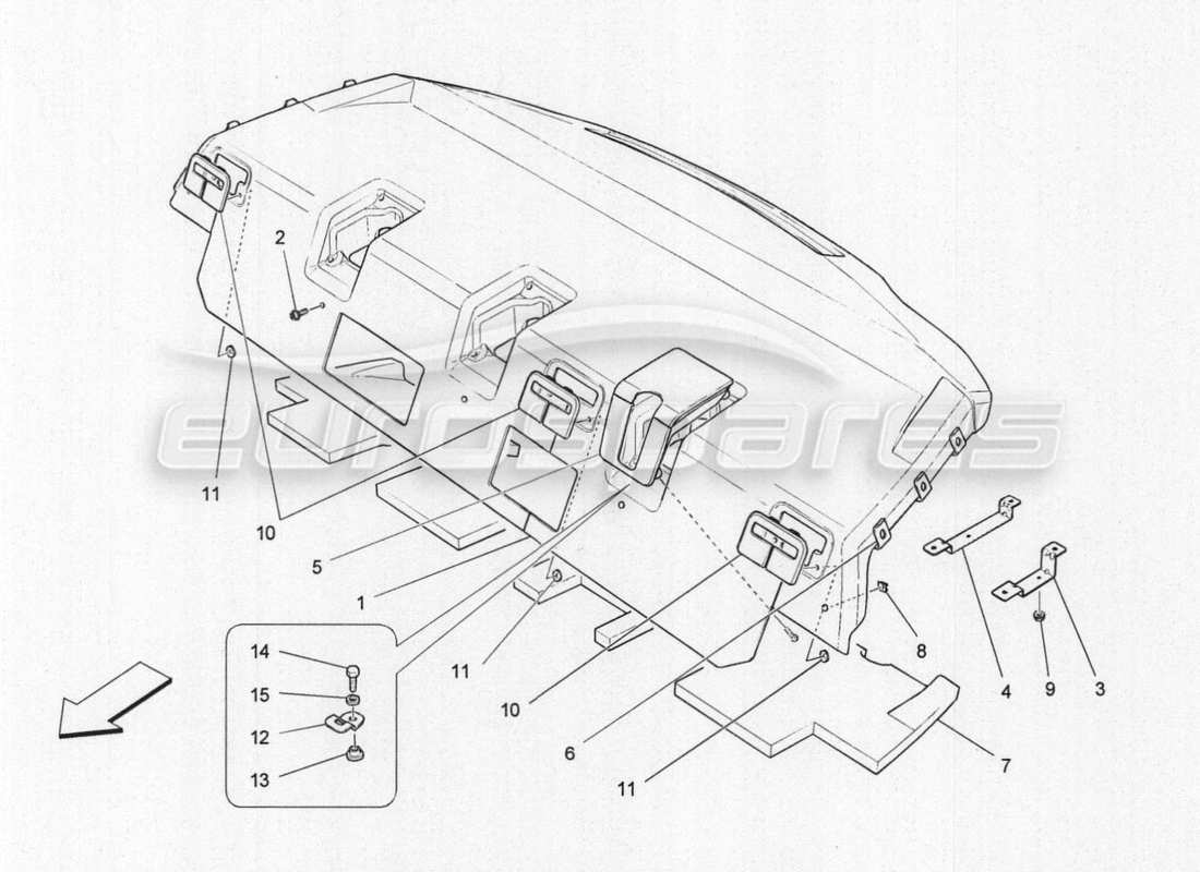 a part diagram from the maserati qtp. v8 3.8 530bhp auto 2015 parts catalogue