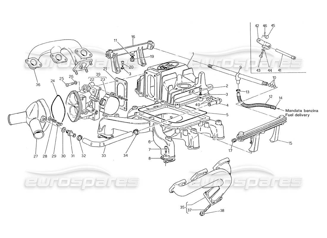 a part diagram from the maserati biturbo (1983-1995) parts catalogue