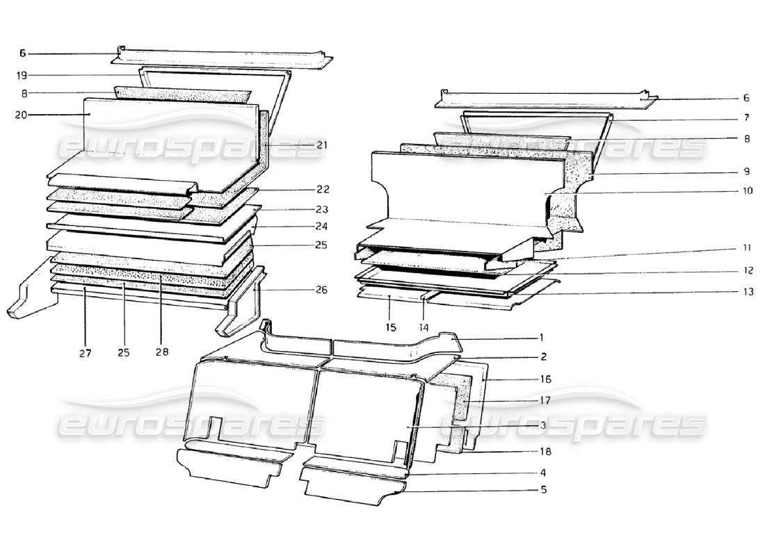 a part diagram from the ferrari 308 gtb (1976) parts catalogue