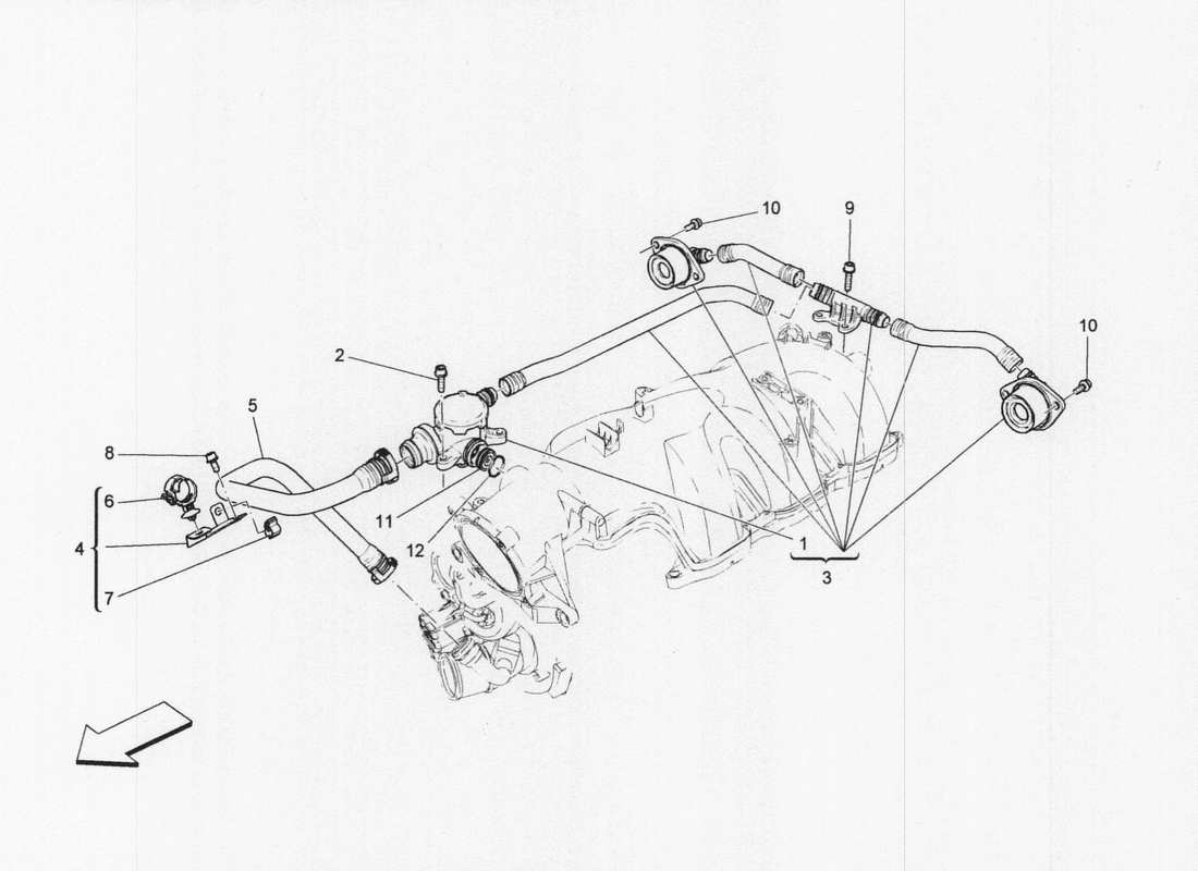 a part diagram from the maserati quattroporte m156 (2014 onwards) parts catalogue