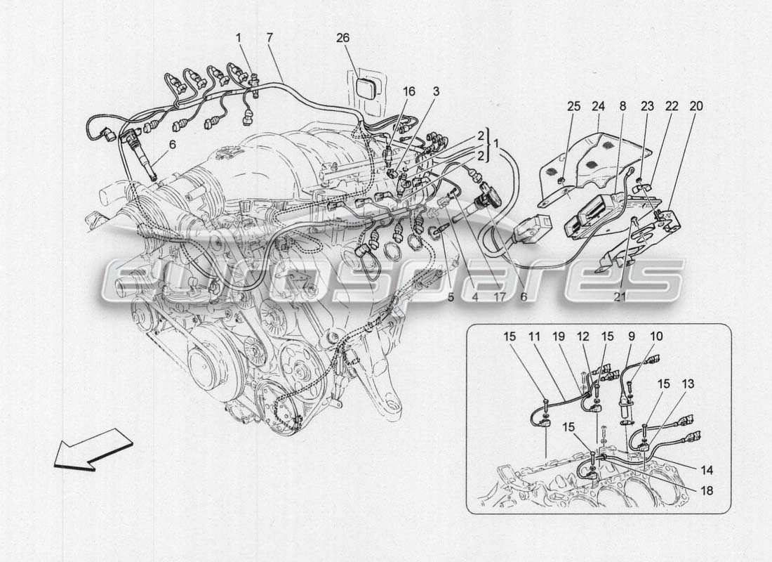 a part diagram from the maserati grancabrio parts catalogue