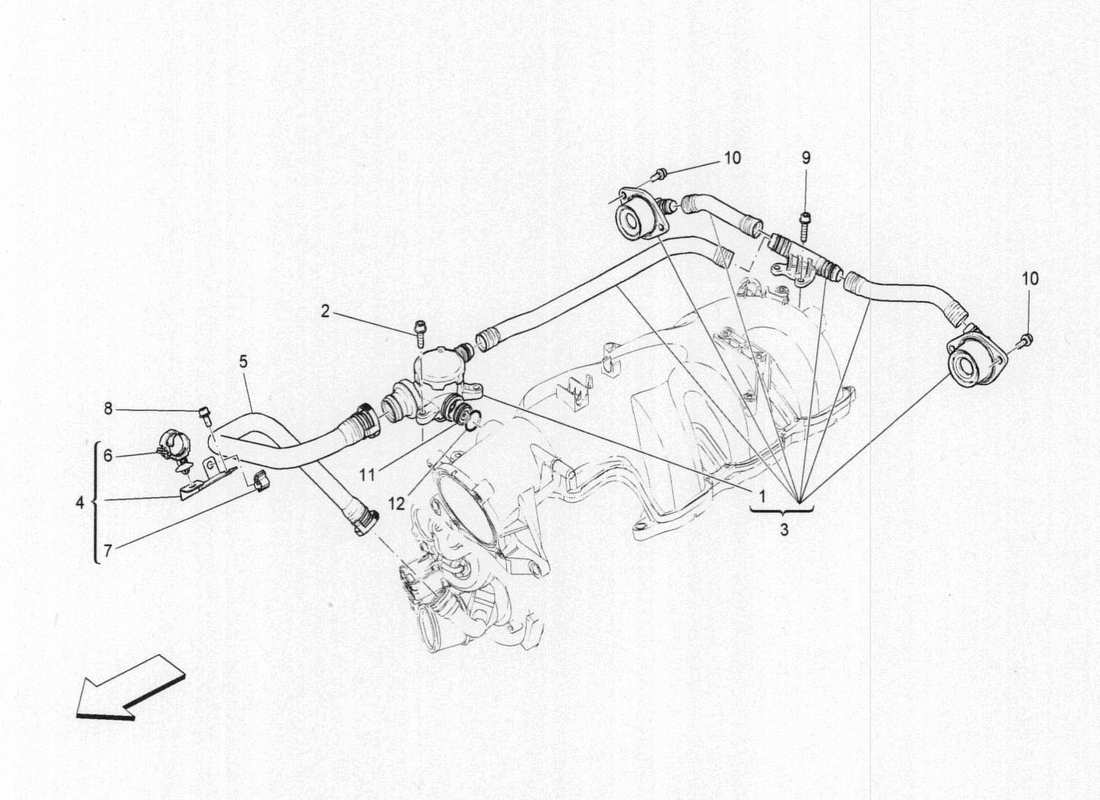a part diagram from the maserati quattroporte m156 (2014 onwards) parts catalogue