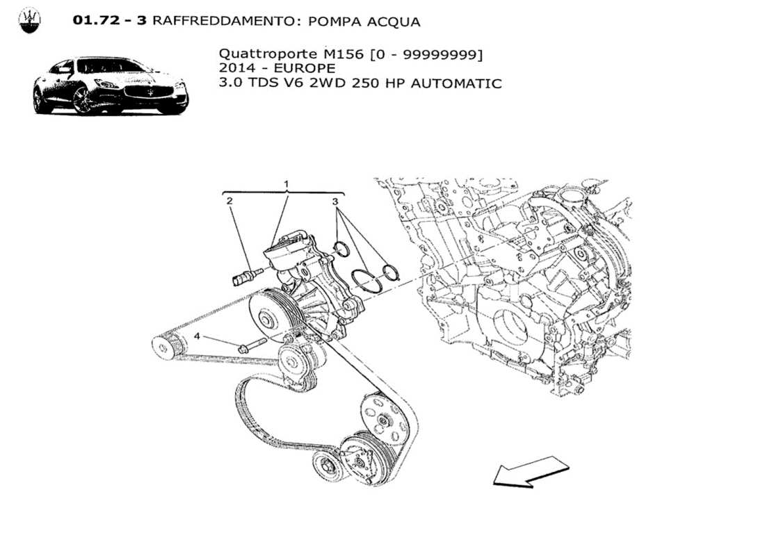 a part diagram from the maserati quattroporte m156 (2014 onwards) parts catalogue