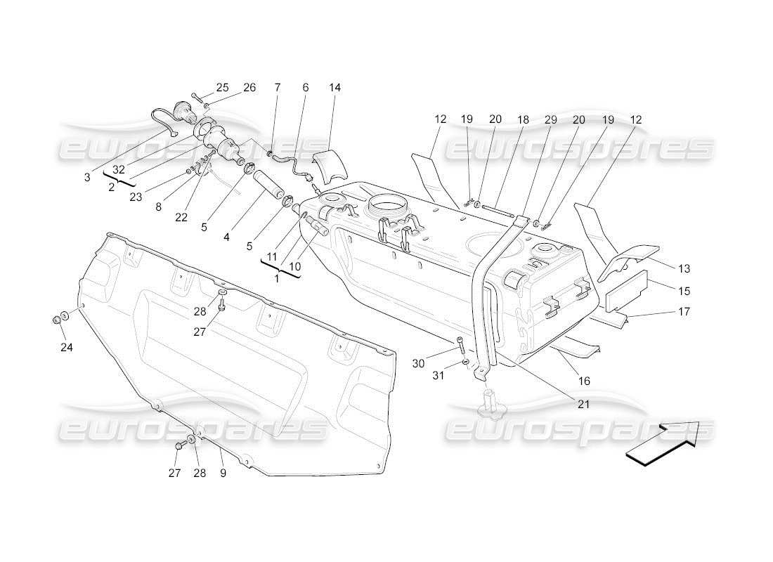 a part diagram from the maserati quattroporte m139 (2005-2013) parts catalogue