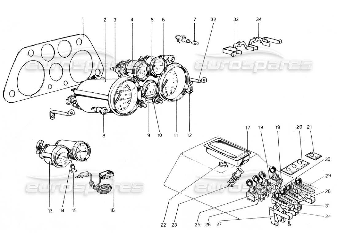 a part diagram from the ferrari 308 gtb (1976) parts catalogue
