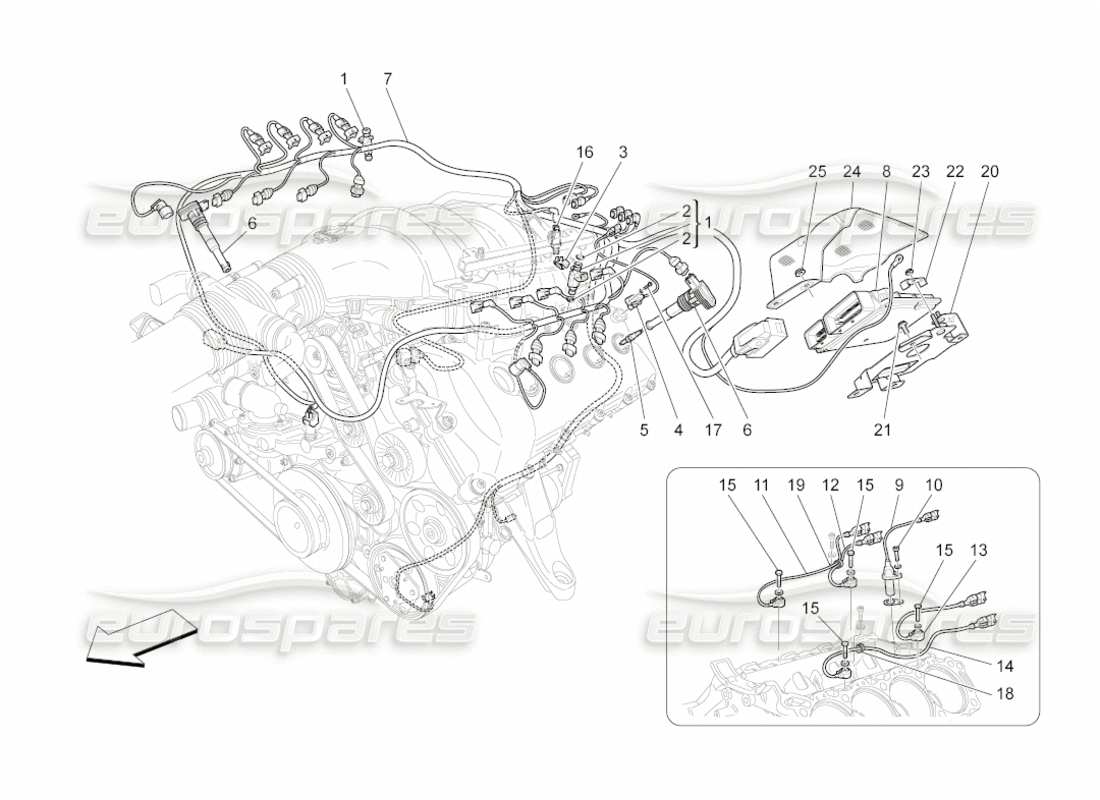 a part diagram from the maserati grancabrio parts catalogue