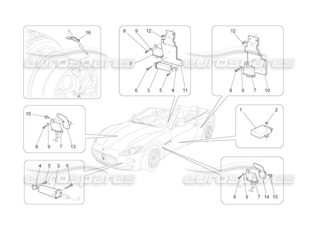 a part diagram from the maserati grancabrio parts catalogue