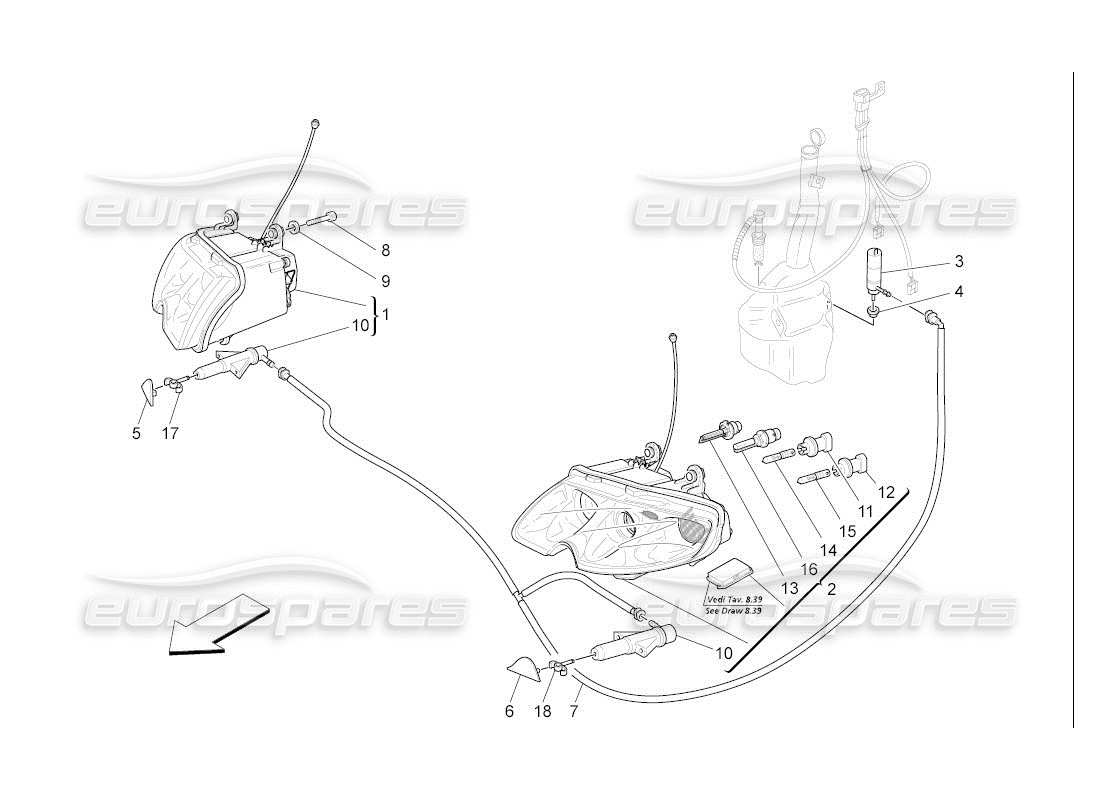 a part diagram from the maserati quattroporte m139 (2005-2013) parts catalogue