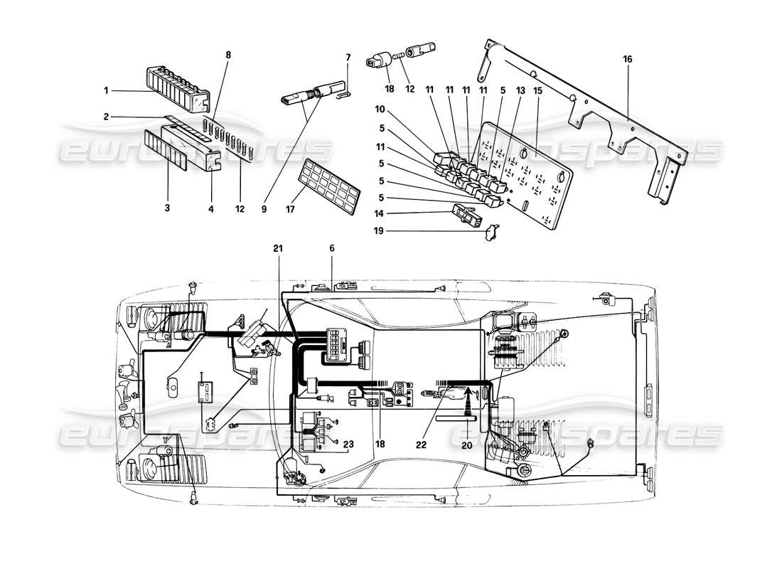 a part diagram from the Ferrari 308 (1981) GTBi/GTSi parts catalogue