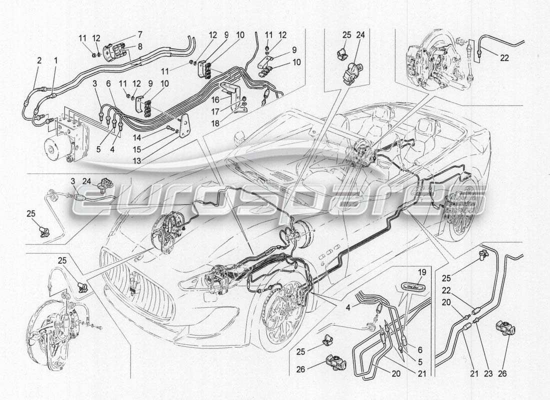 a part diagram from the maserati grancabrio parts catalogue