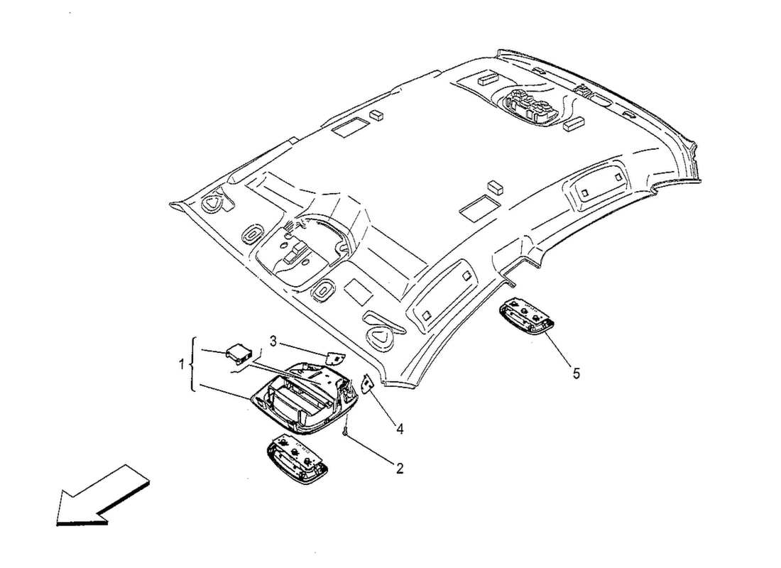 a part diagram from the maserati quattroporte m156 (2014 onwards) parts catalogue