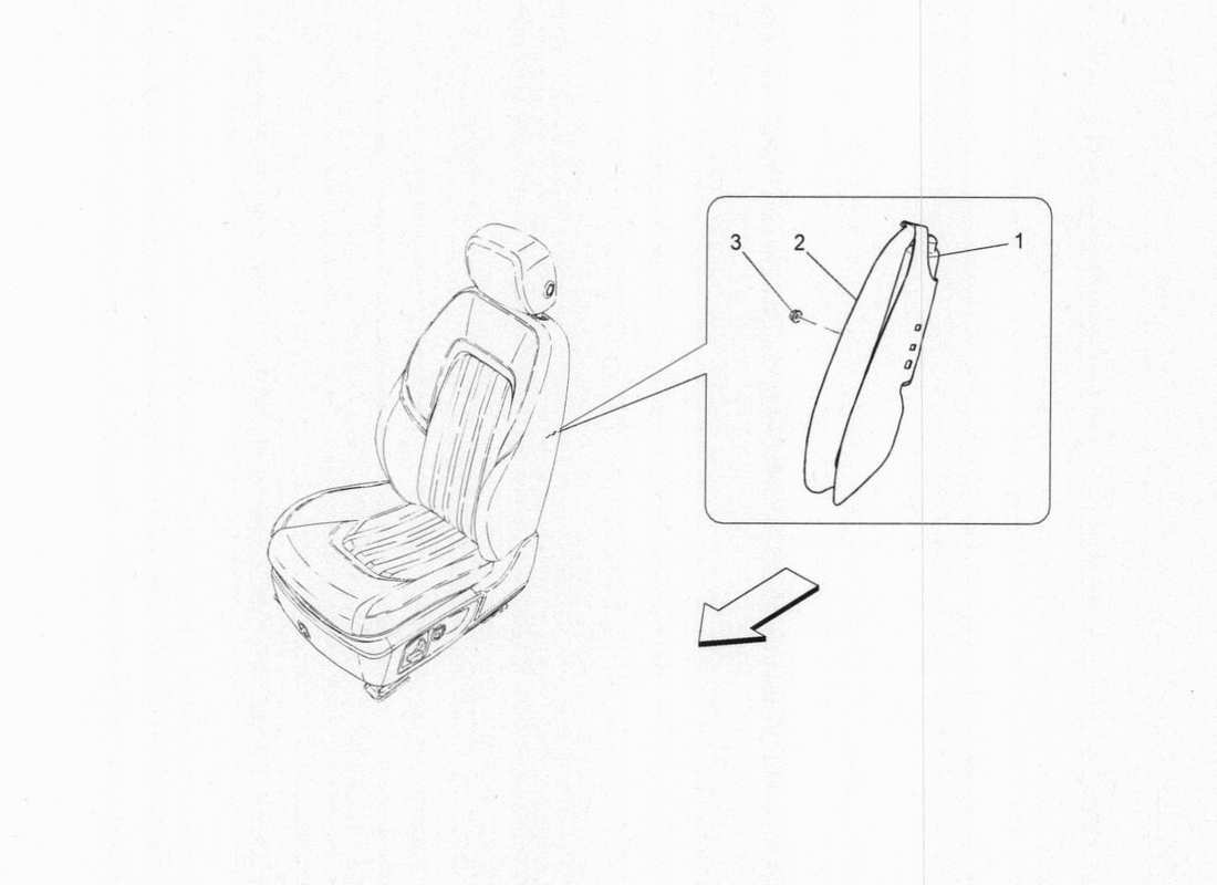 a part diagram from the maserati quattroporte m156 (2014 onwards) parts catalogue