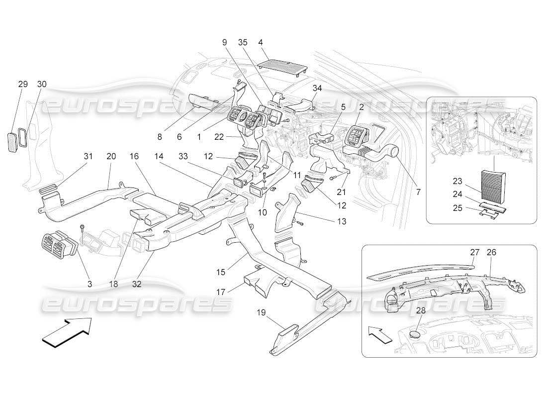 a part diagram from the maserati quattroporte m139 (2005-2013) parts catalogue