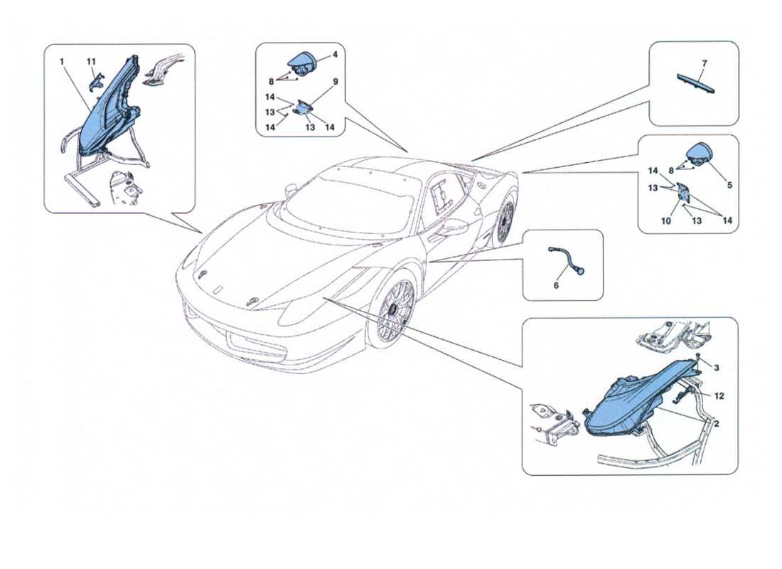 a part diagram from the ferrari 458 challenge parts catalogue