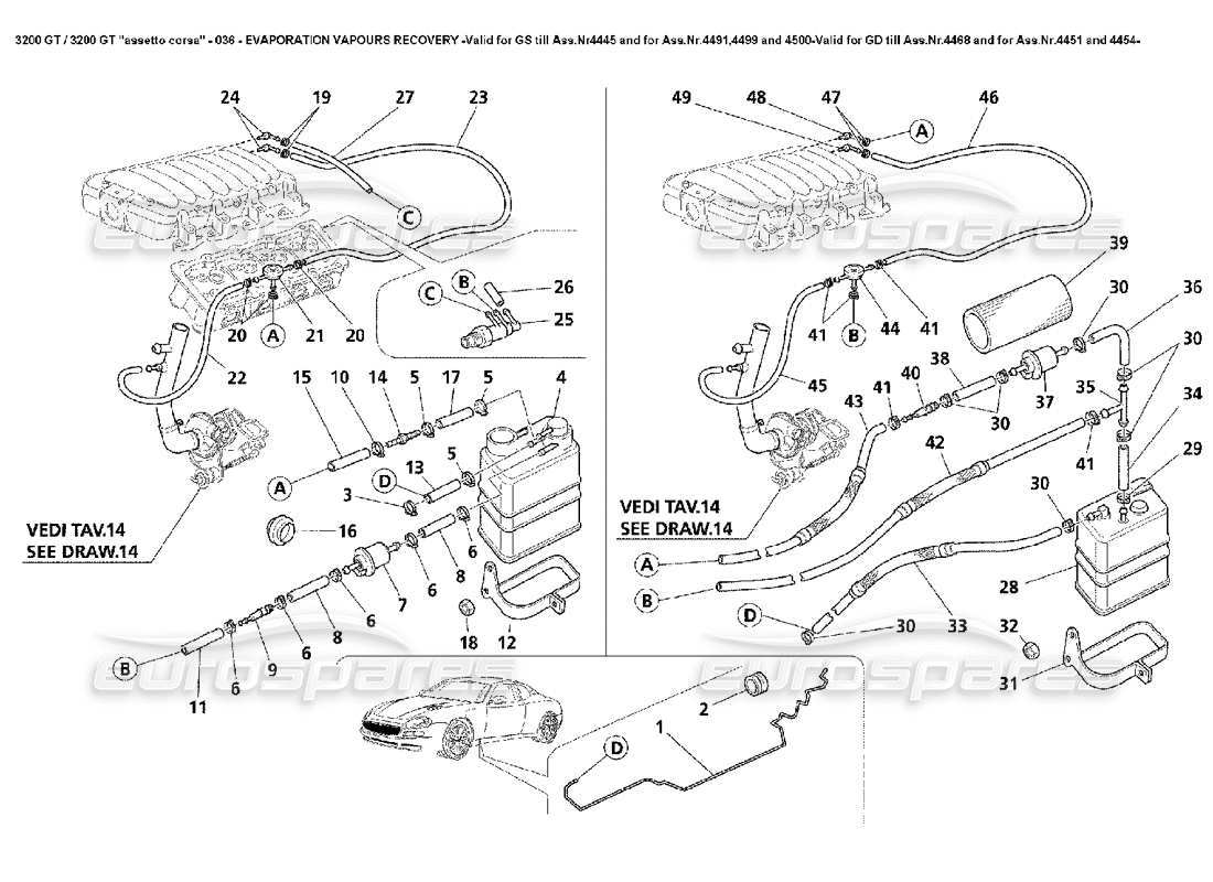 a part diagram from the maserati 3200 parts catalogue