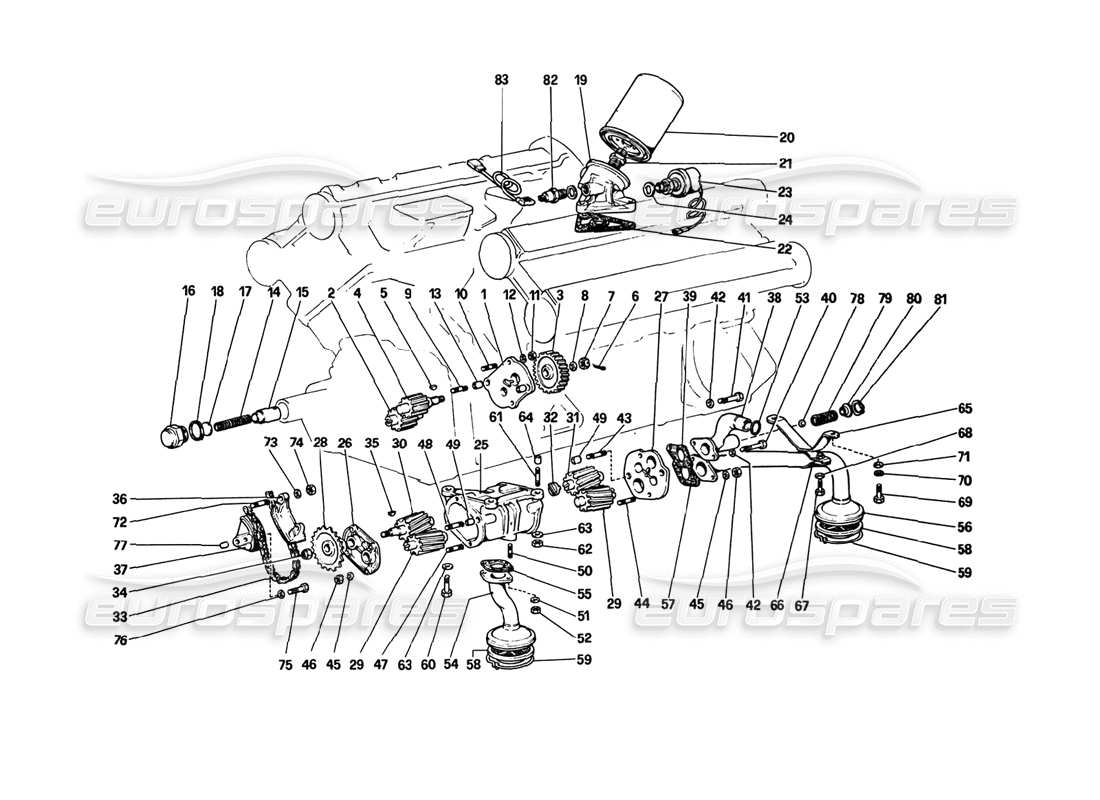 a part diagram from the ferrari 308 gtb (1980) parts catalogue