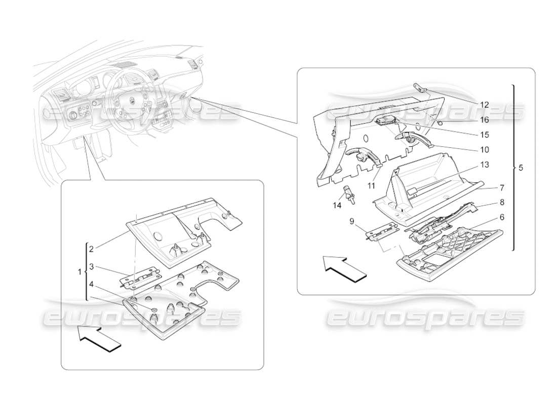 a part diagram from the Maserati GranCabrio (2011) 4.7 parts catalogue