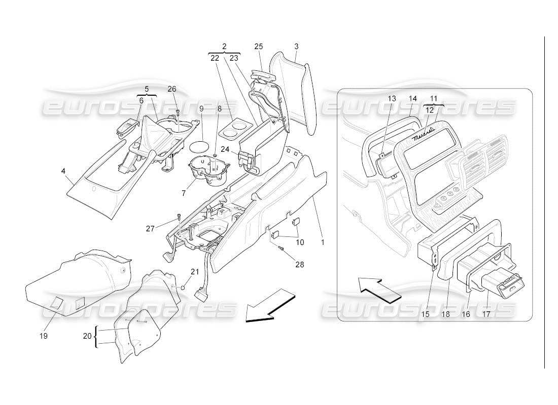 a part diagram from the maserati quattroporte m139 (2005-2013) parts catalogue
