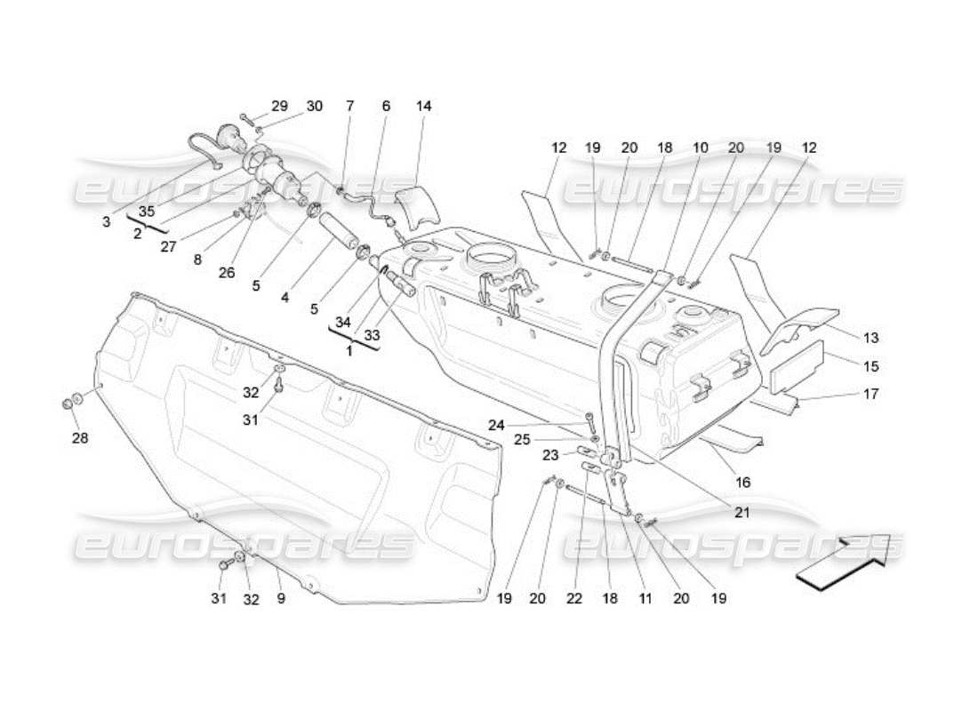 a part diagram from the maserati quattroporte m139 (2005-2013) parts catalogue