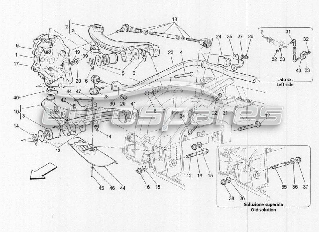 a part diagram from the maserati grancabrio parts catalogue