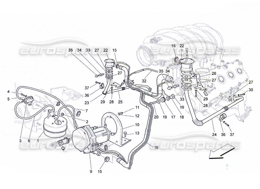 a part diagram from the maserati qtp. (2010) 4.2 parts catalogue