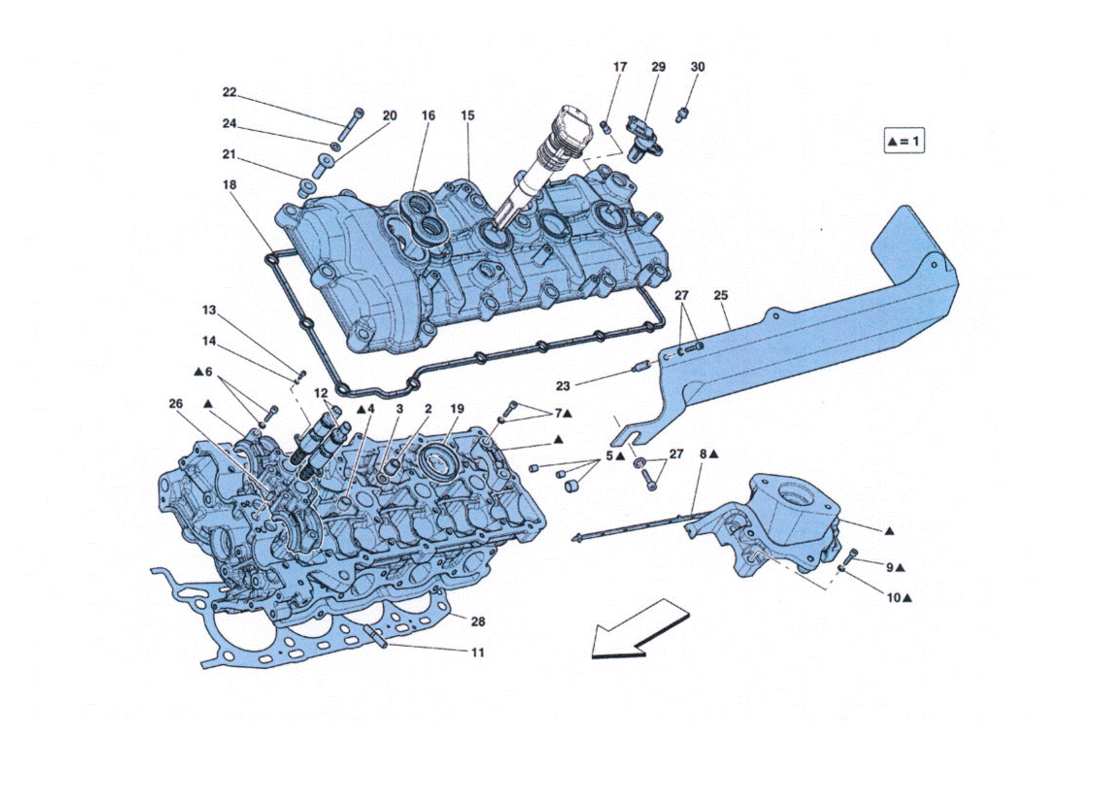 a part diagram from the Ferrari 458 Challenge parts catalogue