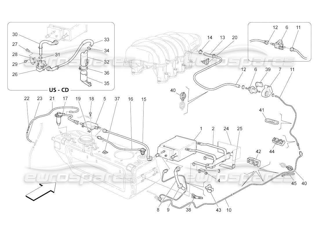 a part diagram from the maserati quattroporte m139 (2005-2013) parts catalogue