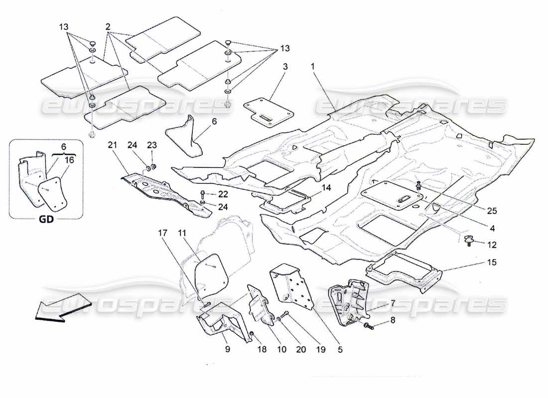 a part diagram from the maserati quattroporte m139 (2005-2013) parts catalogue
