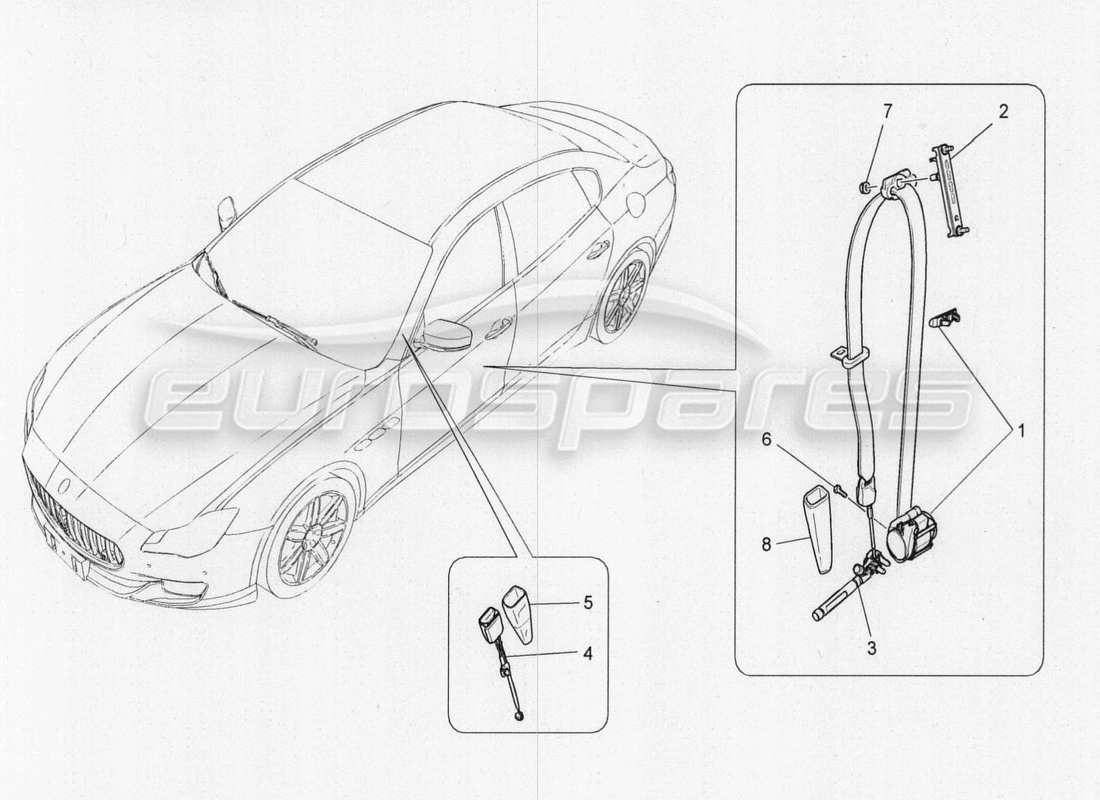 a part diagram from the maserati quattroporte m156 (2014 onwards) parts catalogue