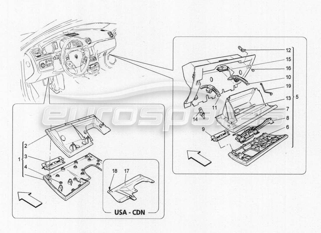 a part diagram from the maserati granturismo parts catalogue