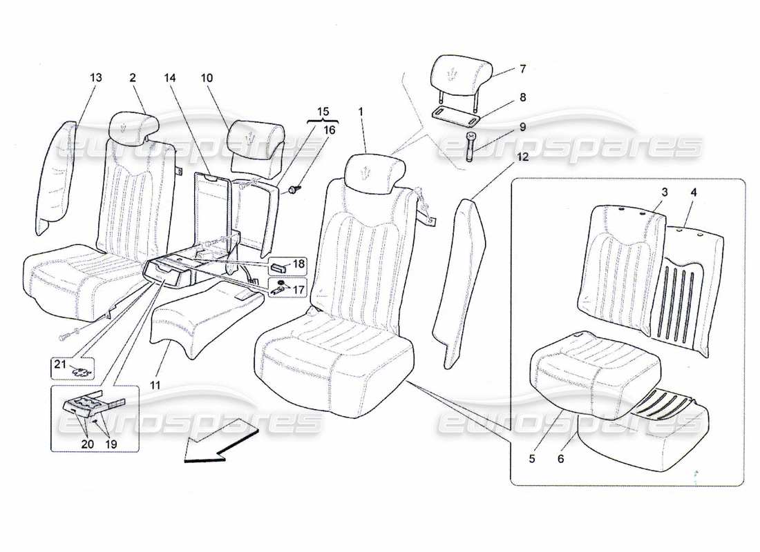 a part diagram from the maserati quattroporte m139 (2005-2013) parts catalogue