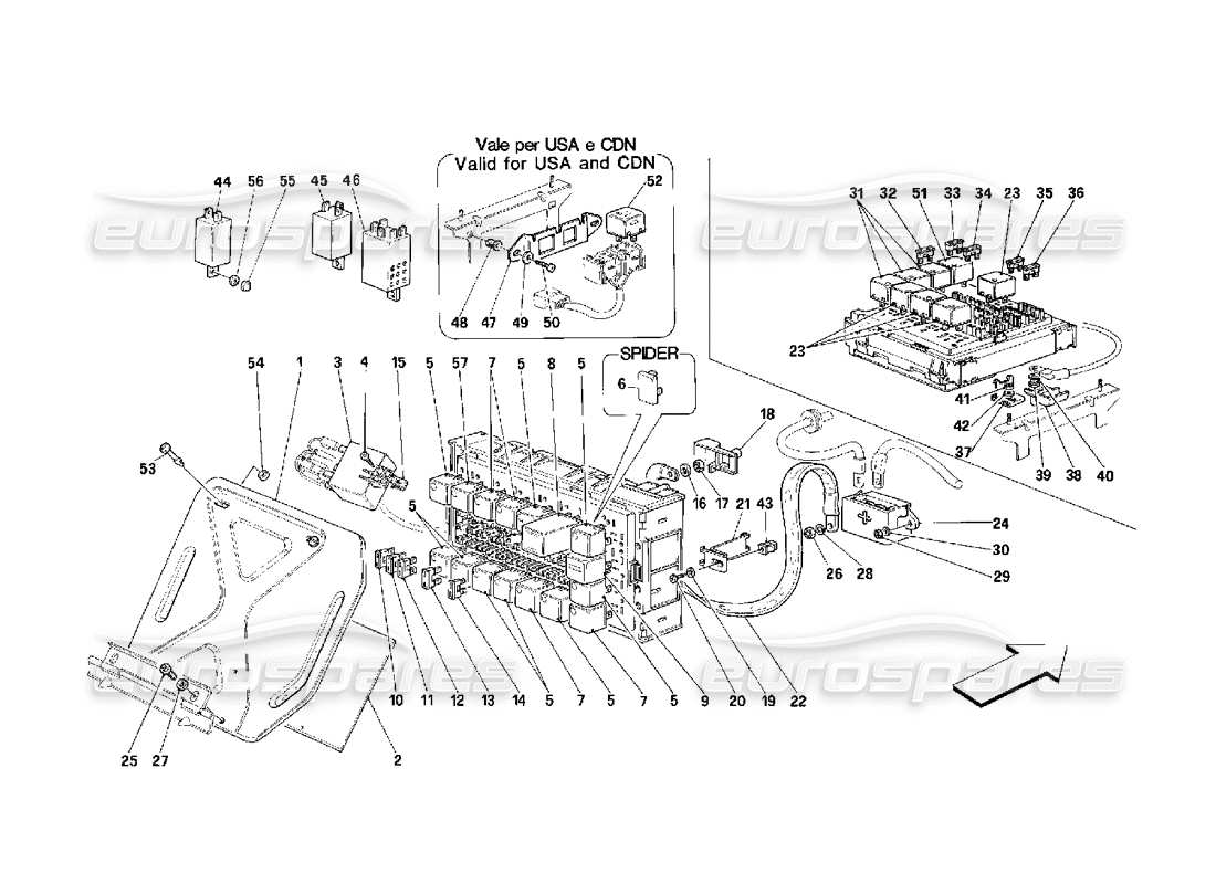 a part diagram from the ferrari 348 (2.7 motronic) parts catalogue