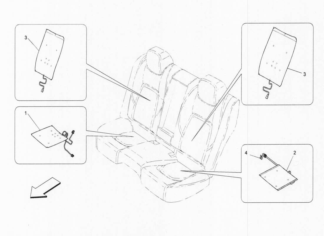 a part diagram from the maserati quattroporte m156 (2014 onwards) parts catalogue