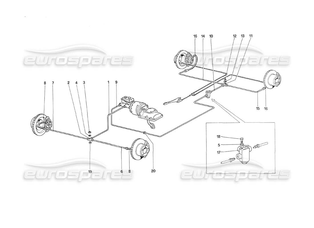 a part diagram from the ferrari 208 turbo (1989) parts catalogue