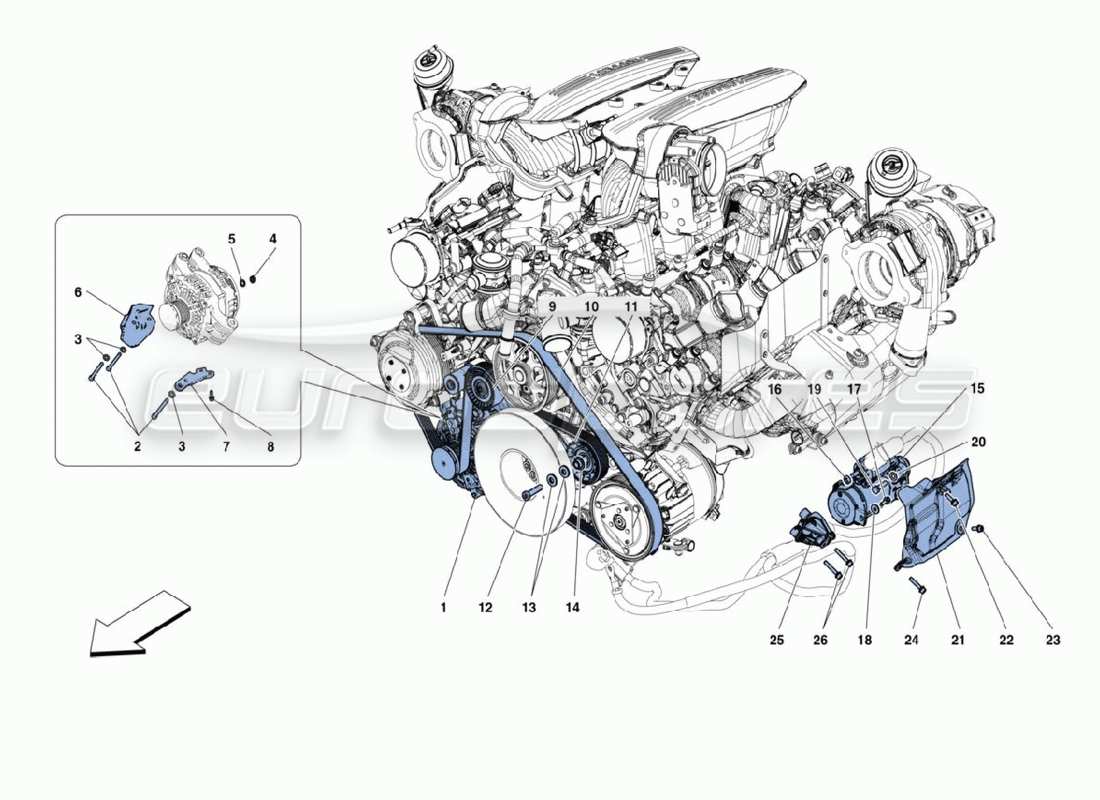 a part diagram from the ferrari 488 parts catalogue