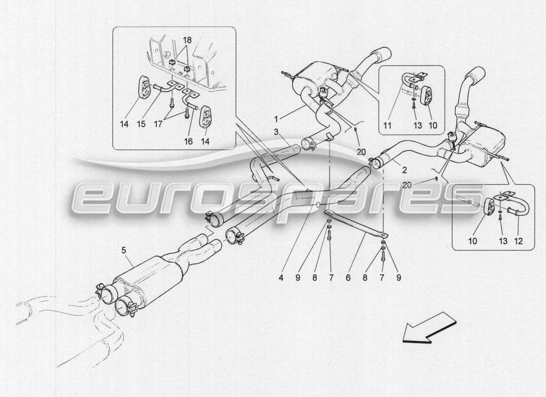 a part diagram from the maserati grancabrio parts catalogue