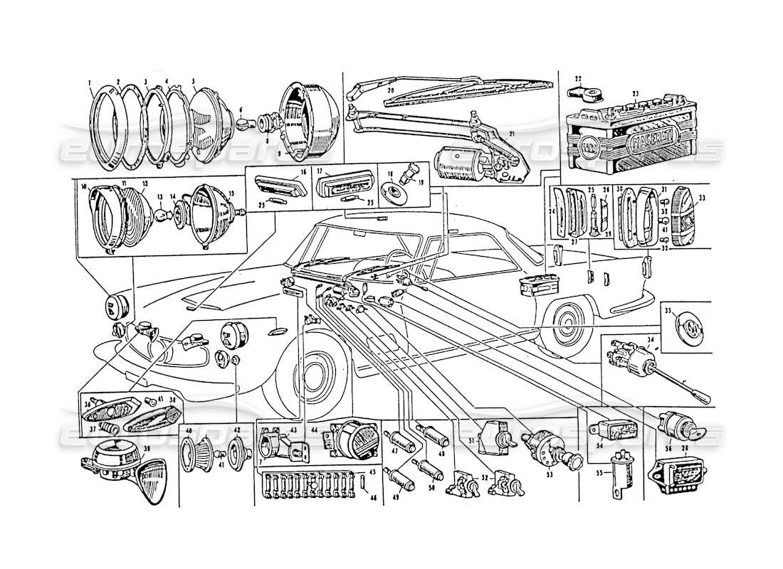 a part diagram from the maserati 3500 parts catalogue