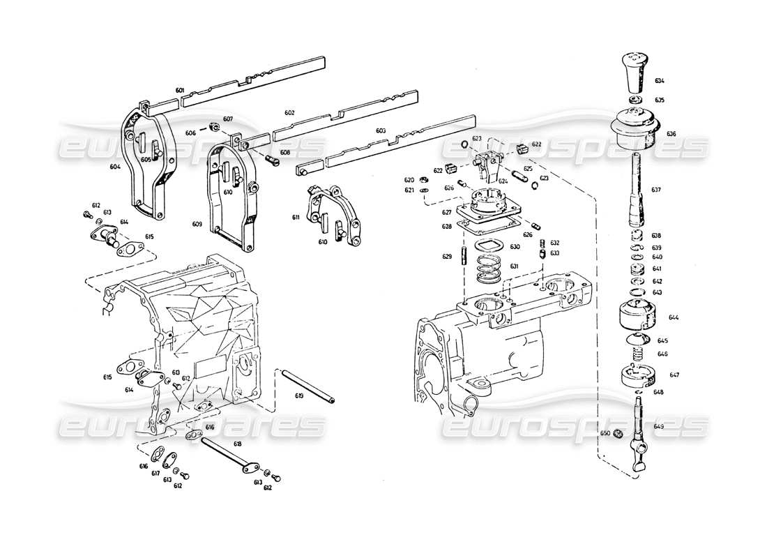a part diagram from the maserati khamsin parts catalogue