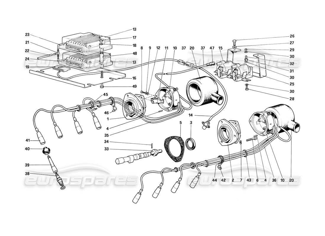 a part diagram from the ferrari 308 (1981) gtbi/gtsi parts catalogue